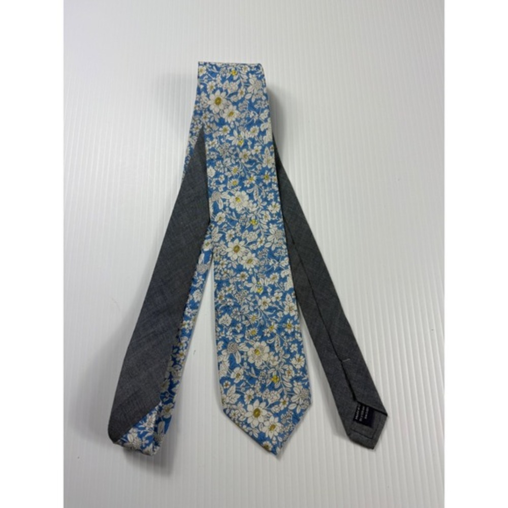 Stafford‎ Floral Necktie Blue White Yellow Flower Print Mens Fashion Tie